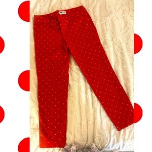 Old Navy Pixie Pants Red & White polka dot size 6